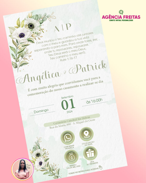 Convite de Casamento Interativo Verde Oliva