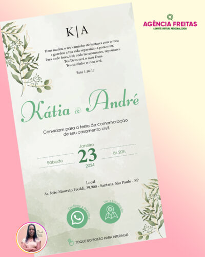 Convite de Casamento Interativo Verde Esmeralda